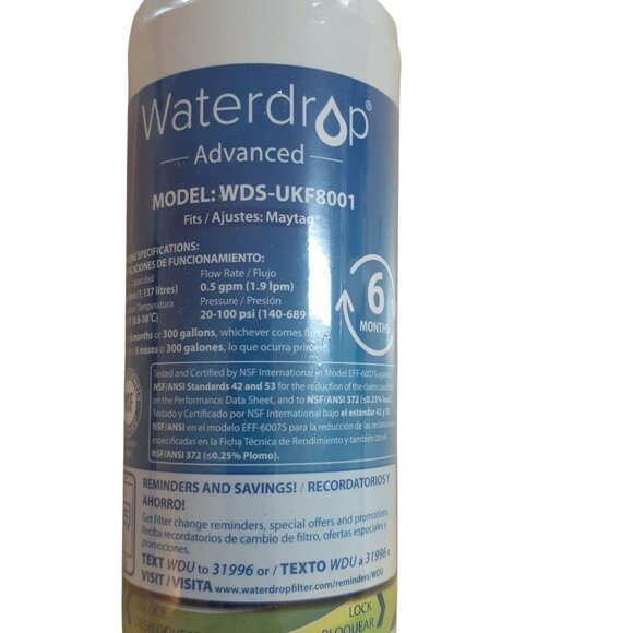 Waterdrop Advanced WDS-UKF8001 For Maytag Refrigerator Water Filter New - Picture 3 of 4